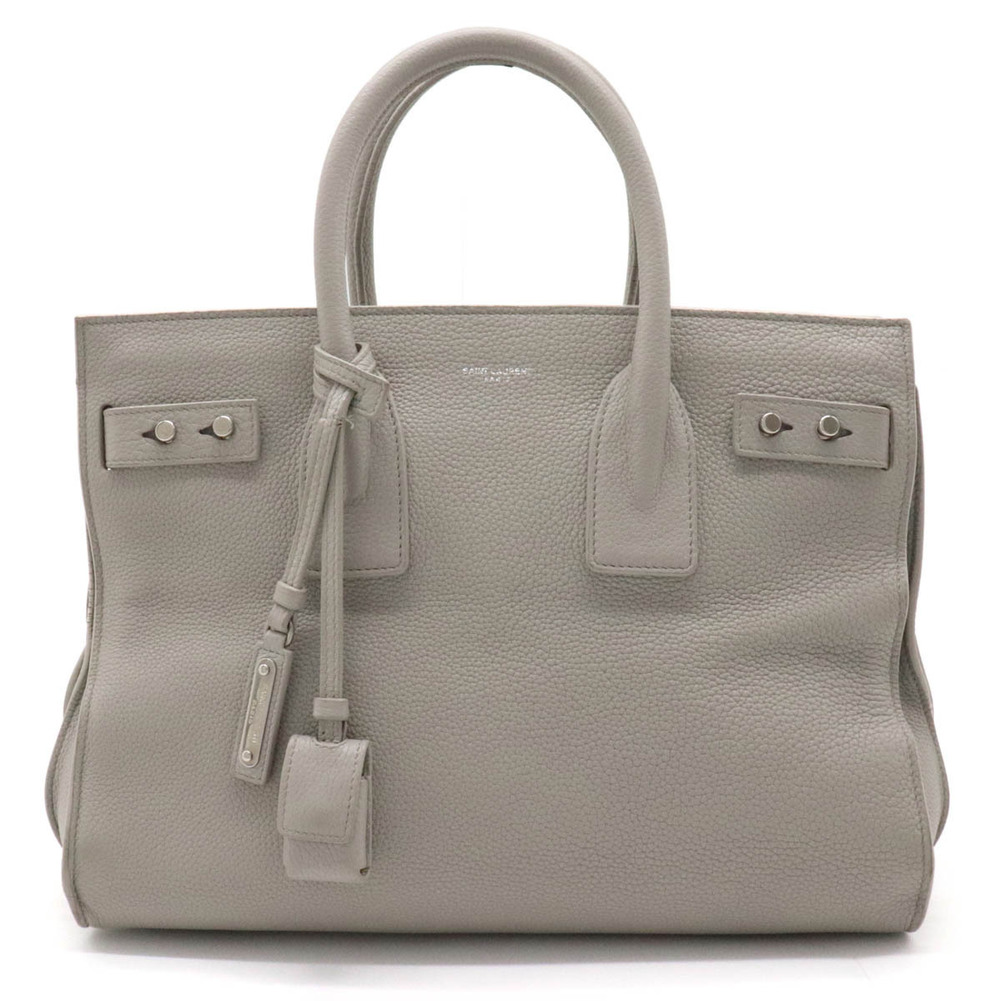 SAINT LAURENT PARIS YSL Yves Saint Sac de Jour Souple Handbag Leather Gray